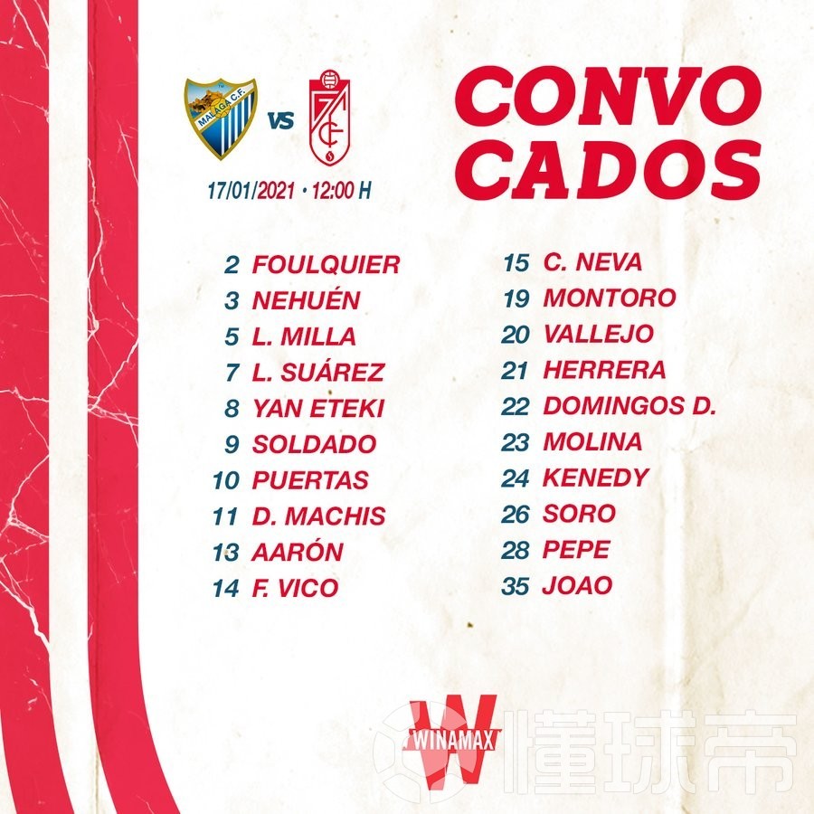 关于马拉加中场因受伤将缺席接下来的比赛的信息 关于马拉加中场因受伤将缺席接下来的比赛的信息